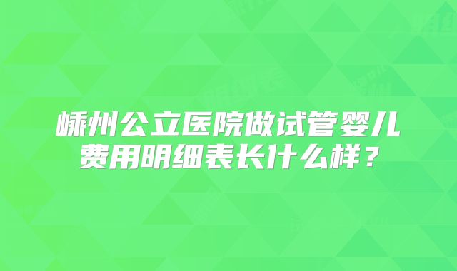 嵊州公立医院做试管婴儿费用明细表长什么样？