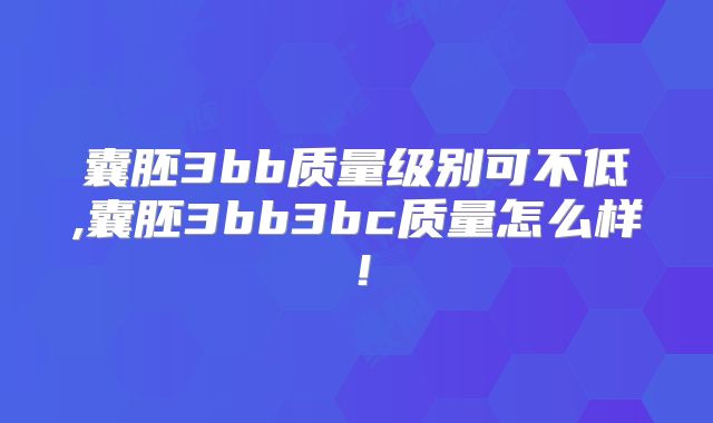 囊胚3bb质量级别可不低,囊胚3bb3bc质量怎么样!