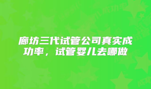 廊坊三代试管公司真实成功率,试管婴儿去哪做