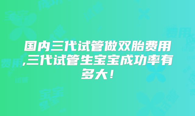 国内三代试管做双胎费用,三代试管生宝宝成功率有多大！