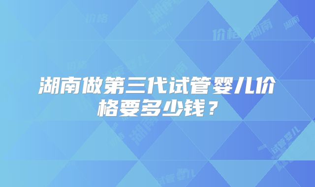 湖南做第三代试管婴儿价格要多少钱？