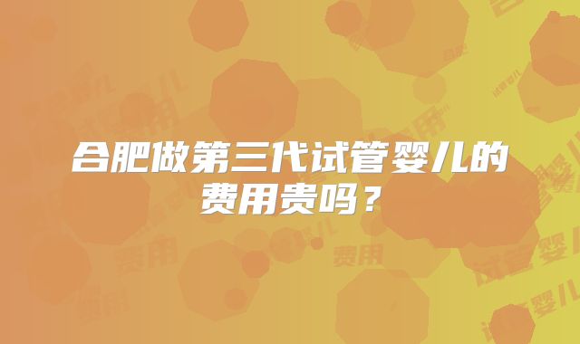 合肥做第三代试管婴儿的费用贵吗？