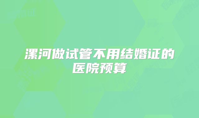 漯河做试管不用结婚证的医院预算