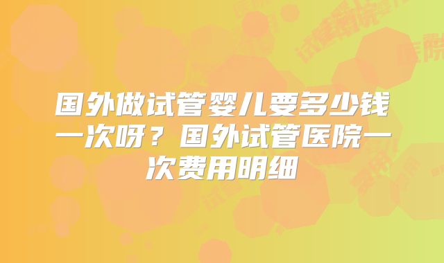 国外做试管婴儿要多少钱一次呀？国外试管医院一次费用明细