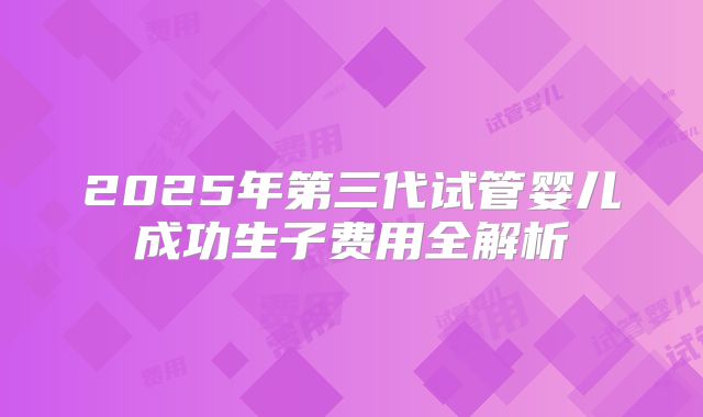 2025年第三代试管婴儿成功生子费用全解析