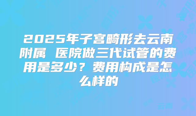 2025年子宫畸形去云南附属 医院做三代试管的费用是多少？费用构成是怎么样的