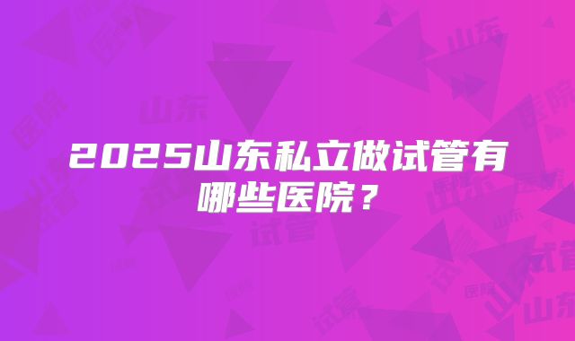 2025山东私立做试管有哪些医院？