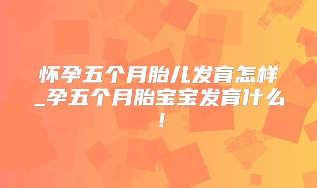 怀孕五个月胎儿发育怎样_孕五个月胎宝宝发育什么！