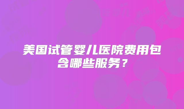 美国试管婴儿医院费用包含哪些服务？