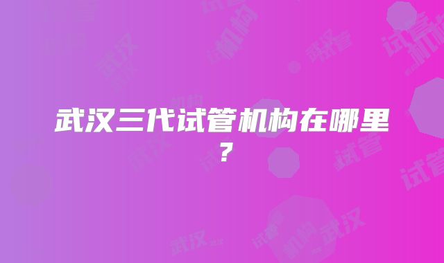 武汉三代试管机构在哪里？