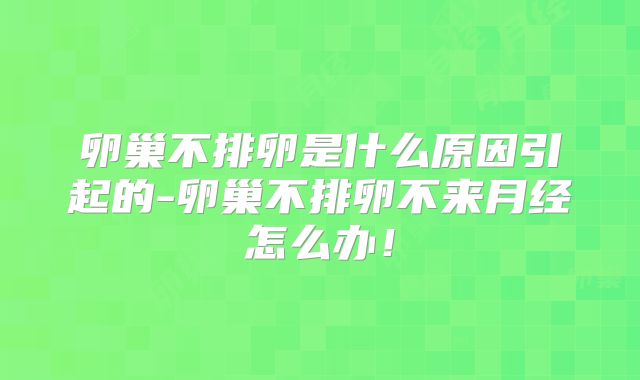 卵巢不排卵是什么原因引起的-卵巢不排卵不来月经怎么办!