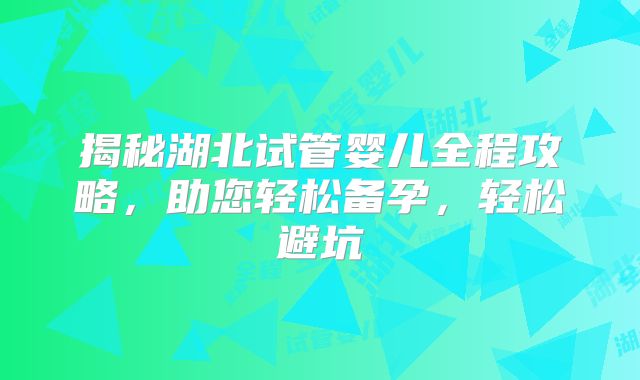 揭秘湖北试管婴儿全程攻略，助您轻松备孕，轻松避坑