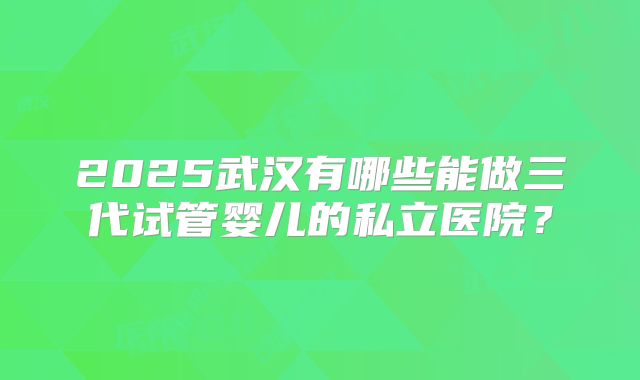 2025武汉有哪些能做三代试管婴儿的私立医院？