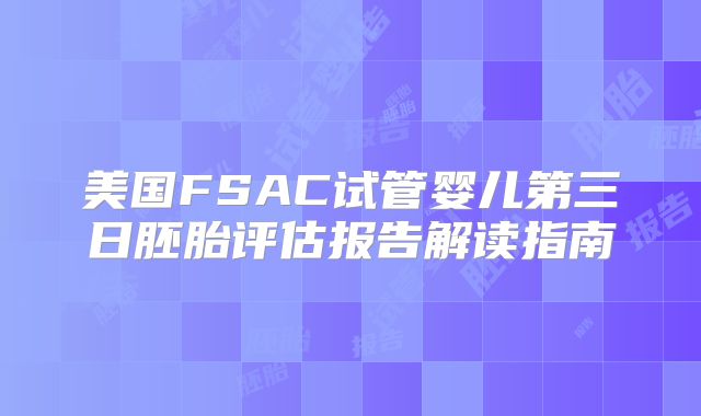 美国FSAC试管婴儿第三日胚胎评估报告解读指南