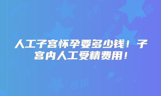 人工子宫怀孕要多少钱！子宫内人工受精费用！