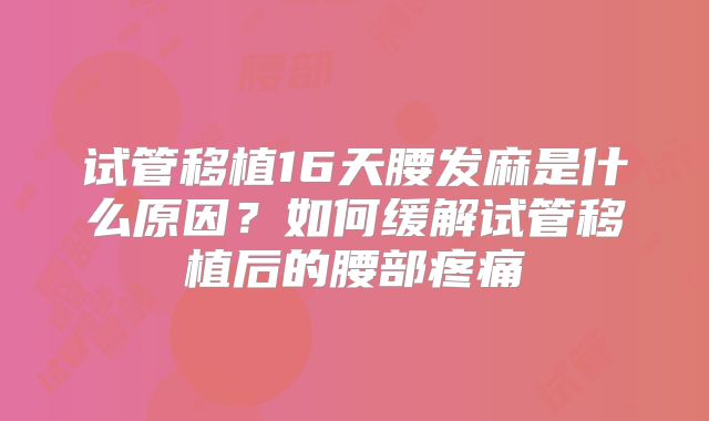 试管移植16天腰发麻是什么原因？如何缓解试管移植后的腰部疼痛