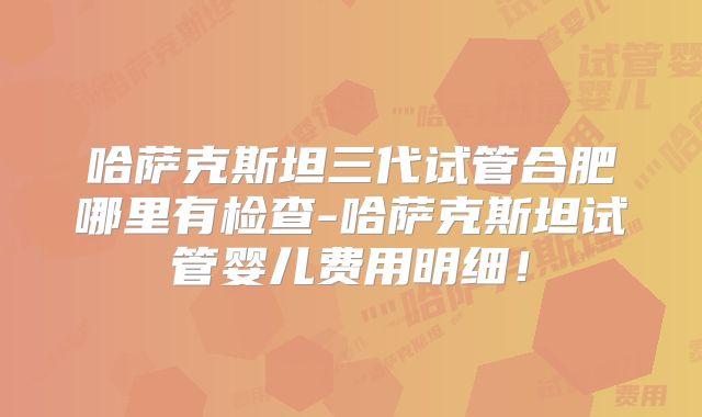 哈萨克斯坦三代试管合肥哪里有检查-哈萨克斯坦试管婴儿费用明细！