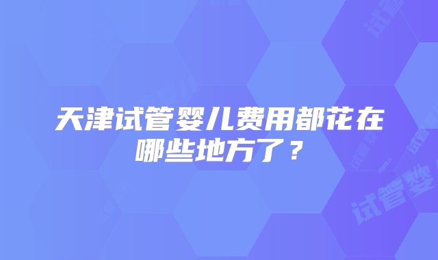 天津试管婴儿费用都花在哪些地方了？