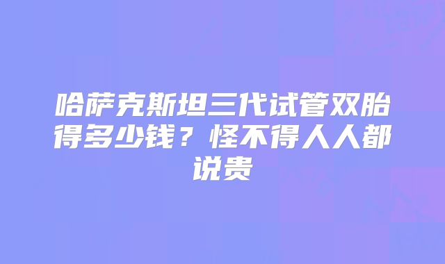哈萨克斯坦三代试管双胎得多少钱?怪不得人人都说贵