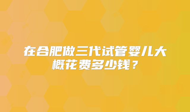 在合肥做三代试管婴儿大概花费多少钱？