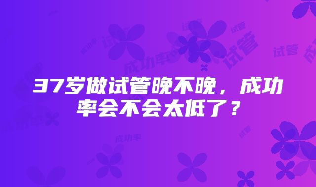 37岁做试管晚不晚，成功率会不会太低了？
