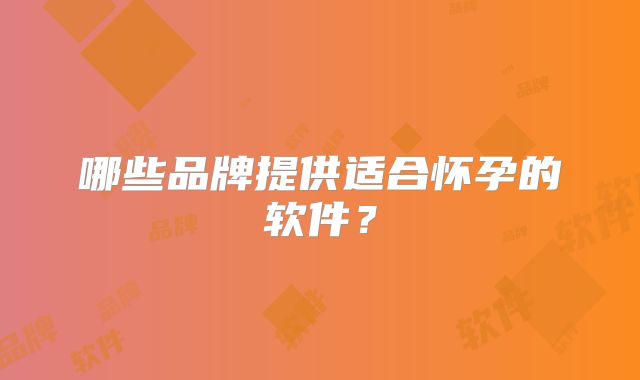 哪些品牌提供适合怀孕的软件?