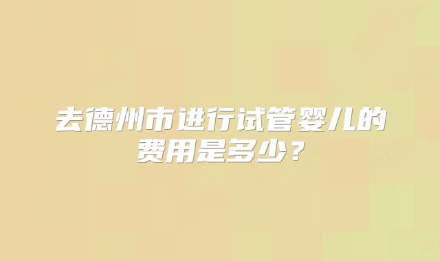 去德州市进行试管婴儿的费用是多少？
