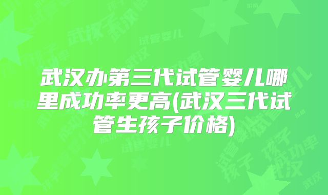 武汉办第三代试管婴儿哪里成功率更高(武汉三代试管生孩子价格)
