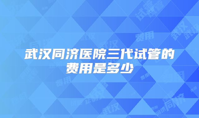 武汉同济医院三代试管的费用是多少