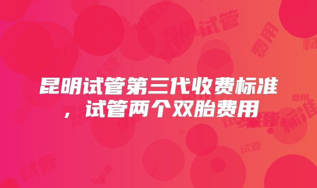 昆明试管第三代收费标准，试管两个双胎费用