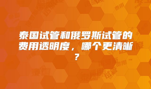 泰国试管和俄罗斯试管的费用透明度,哪个更清晰?