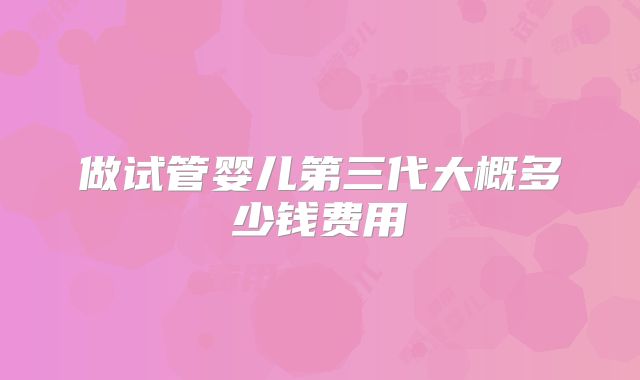 做试管婴儿第三代大概多少钱费用