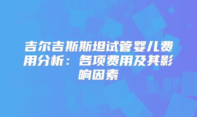 吉尔吉斯斯坦试管婴儿费用分析：各项费用及其影响因素