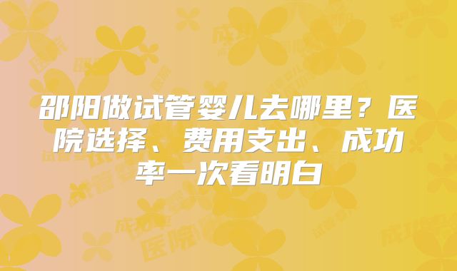 邵阳做试管婴儿去哪里？医院选择、费用支出、成功率一次看明白