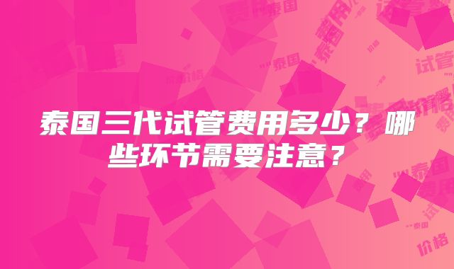 泰国三代试管费用多少?哪些环节需要注意?