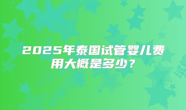 2025年泰国试管婴儿费用大概是多少？