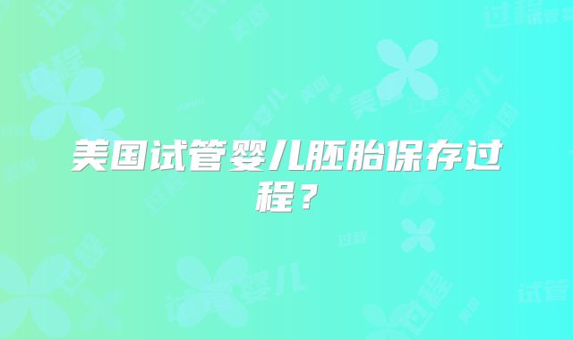 美国试管婴儿胚胎保存过程?