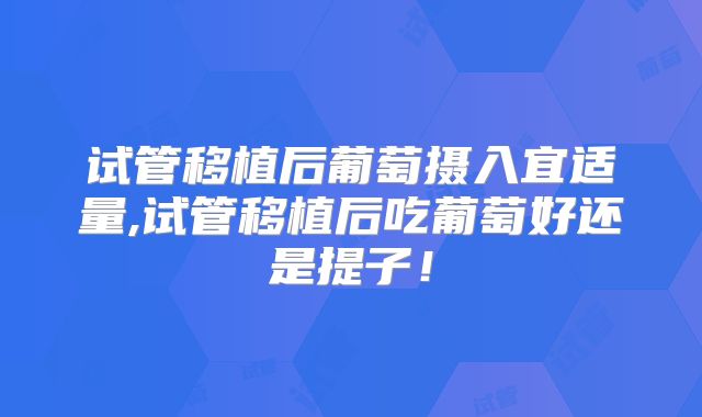 试管移植后葡萄摄入宜适量,试管移植后吃葡萄好还是提子!