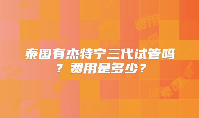 泰国有杰特宁三代试管吗?费用是多少?