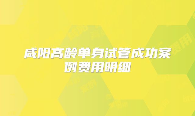 咸阳高龄单身试管成功案例费用明细