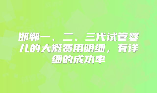 邯郸一、二、三代试管婴儿的大概费用明细，有详细的成功率