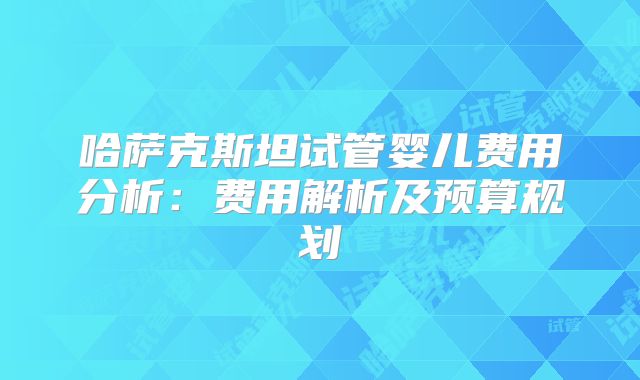 哈萨克斯坦试管婴儿费用分析：费用解析及预算规划