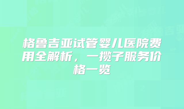格鲁吉亚试管婴儿医院费用全解析，一揽子服务价格一览