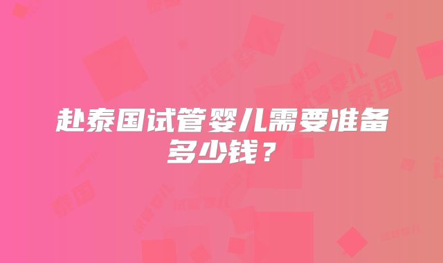 赴泰国试管婴儿需要准备多少钱?