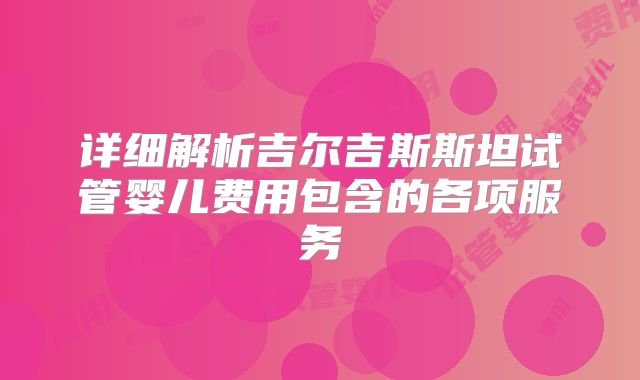 详细解析吉尔吉斯斯坦试管婴儿费用包含的各项服务