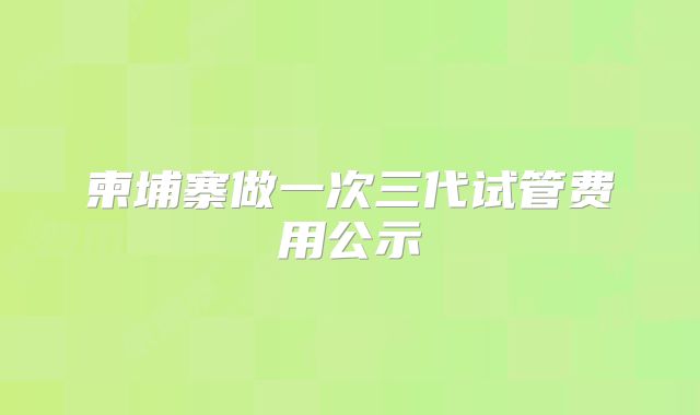 柬埔寨做一次三代试管费用公示