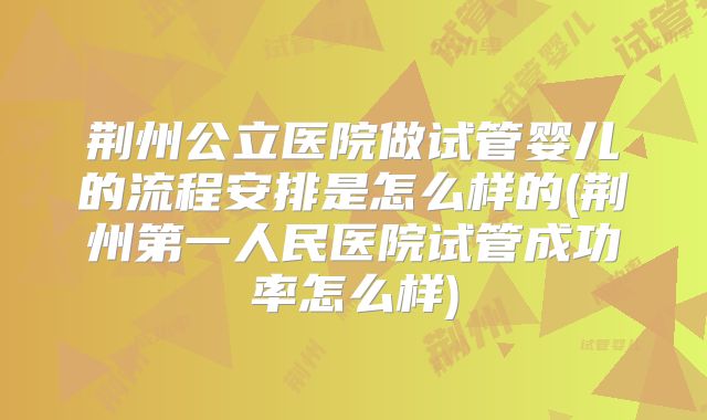 荆州公立医院做试管婴儿的流程安排是怎么样的(荆州第一人民医院试管成功率怎么样)
