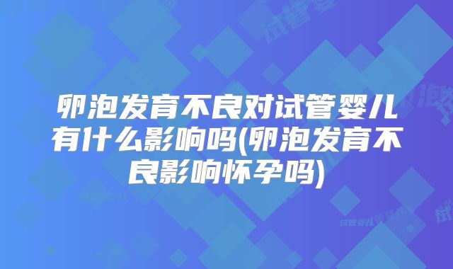 卵泡发育不良对试管婴儿有什么影响吗(卵泡发育不良影响怀孕吗)