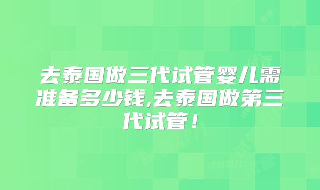 去泰国做三代试管婴儿需准备多少钱,去泰国做第三代试管！
