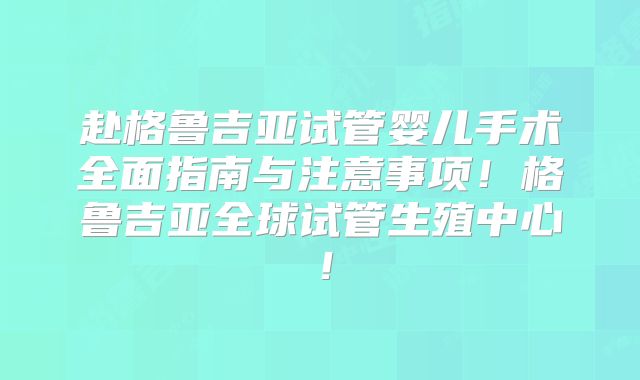 赴格鲁吉亚试管婴儿手术全面指南与注意事项！格鲁吉亚全球试管生殖中心！